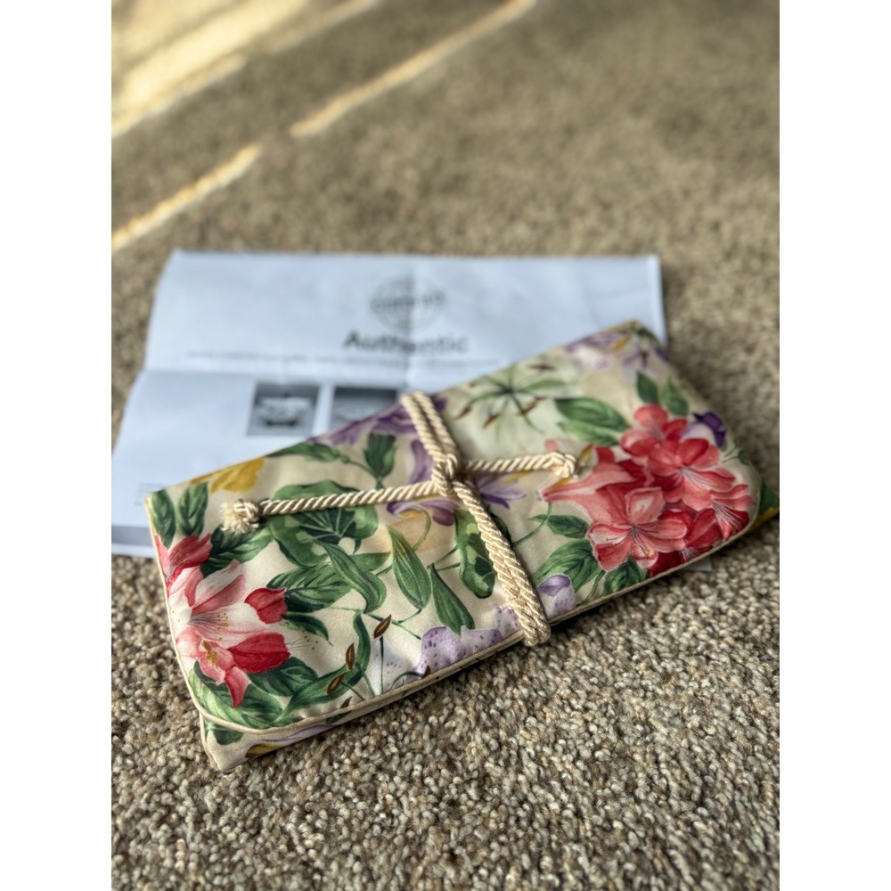 Vintage 70-80s Christian Dior floral trifold‎ travel jewelry makeup bag Rare